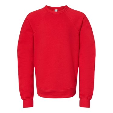 Bella Canvas Boys Sponge Fleece Raglan Sweatshirt, L, Red