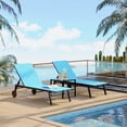 thumbnail image 2 of BeesClover 2 Patio Outdoor Textile Chaise Lounge Chairs with Side Table, Patio Chaise Lounge Set, Pool Sunbathing Lounger with 5-Level Backrest and Wheels for Yard, Beach, Lawn, 2 of 7
