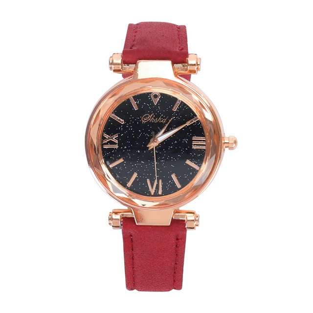HBFAGFB Montre pour Femmes Ceinture Givrée Montres Tendance pour Dames Simple et Mode Robe Tenue Quotidienne Rouge