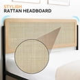 thumbnail image 4 of Metal Bed Frame with Rattan Headboard and Wooden Footboard,Bohe Style Platform Bed Frame with Underbed Storage Space,Noiseless,No Spring Box Needed, Oak, 4 of 8