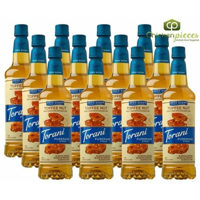 Torani Puremade Zero Sugar Toffee Nut Flavoring Syrup 750 mL/25.36 oz Glass Bottle