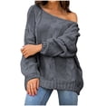 thumbnail image 2 of EGNMCR Chandails pour Femmes Mode Couleur Unie Grande Taille Ample Col Rond Chandail, Cadeaux pour Femmes, 2 of 6