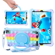 10.1"25x16CM Universal Shockproof Soft Silicon Kids Friendly Tablet Case 10 10.1inch Cover Stand Funda 9.84x6.3inch+Handle Strap CBlue-Strap-Pen 10.1 Universal case
