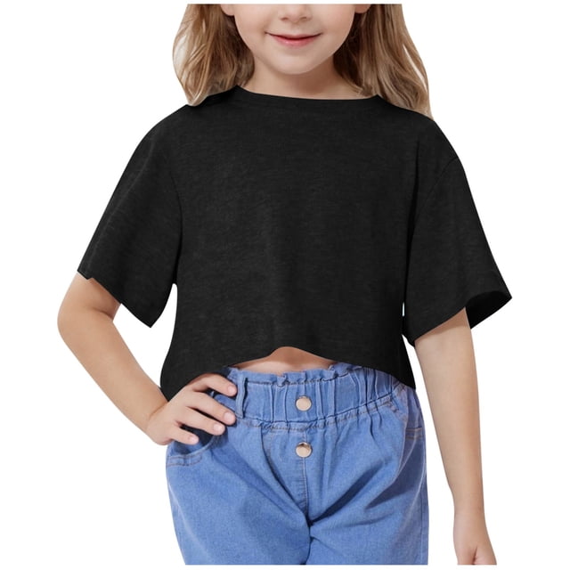 DecSea T-Shirts Courts d'Été pour Filles, Mode Enfants, Coupe Ample, Col Rond, Manches Courtes, T-Shirts Basiques