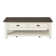 thumbnail image 5 of Martin Svensson Home Solid Wood Coffee Table, Cream White with Brown Top, 5 of 5