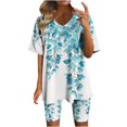 thumbnail image 2 of Blouses pour Femmes, Ensembles de Blouses Décontractées à Manches Courtes Imprimées et Col en V pour Femmes, 2 of 4