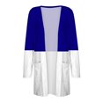 thumbnail image 4 of PMUYBHF Female Cardigan Sweaters For Women Plus Size Lightweight Women Fashion Cardigan Color Block Printing Pocket Long Sleeve Top Cardigan Jacket S Blue, 4 of 4