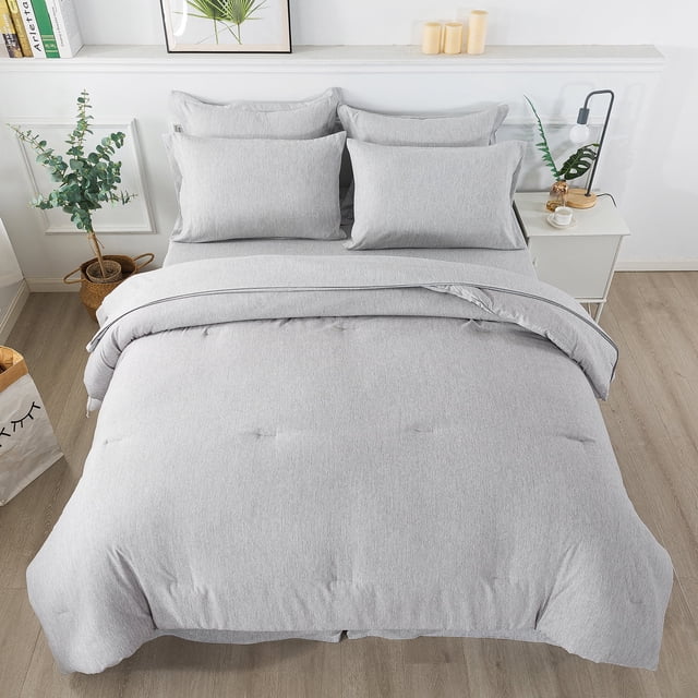 JML Ensemble de Douillette Simple, Ensemble de Lit 6 Pcs en Microfibre Douce Teintée Cationique, Gris Foncé