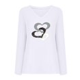 thumbnail image 4 of CEHVOM T-Shirt pour Femme à Col en V Décontracté à Manches Longues avec Imprimé et Coutures, Chandail « Love », 4 of 4
