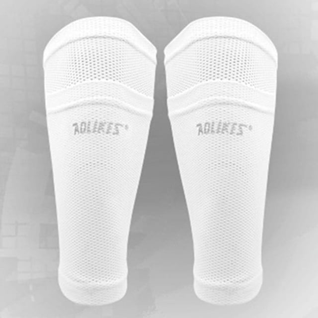 Splihome 1Pair Men Soccer Football Shin Pads Holder Support Socks Guard Protector Sleeves White