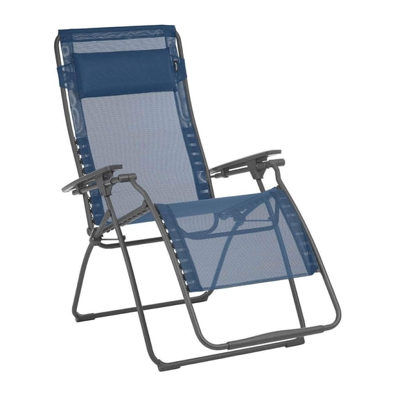 Lafuma LFM3121-8547 Futura TG Fauteuil Inclinable à Gravité Zéro - Cadre en Acier Basalte, Bleu (Océan)