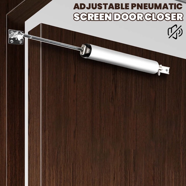 Birdeem Adjustable Pneumatic Screen Door Closer,Aluminum Alloy Construction,for Standard and Screen Doors,with Adjustable Closing Speed and Angle,Latching Mechanism