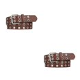thumbnail image 4 of Decodeary No Loose Thread Double Buckle Belt For Womens Jeans Neat Look Waistband Party Punk Pin Dress Coffee 110cm 2Set, 4 of 6