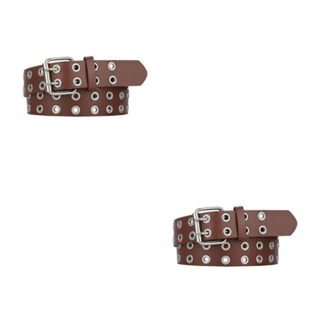 Langgg Ceinture Punk Boucle All Trend All Match pour Jeans Femmes Ceinture Intemporelle Résistante à l'Usure Épingle Café 105cm 2Set