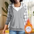 thumbnail image 2 of Chbgutlmr Sweatshirt for Women Raglan Long Sleeve Casual Plaid Jackets Drawstring Zip up Hoodies Pockets, 2 of 8