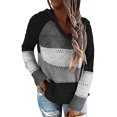 thumbnail image 3 of Womens Pullover Hoodie Sweaters Color Block Long Sleeve Sweatshirts Lounge Hoodie Tops, 3 of 8
