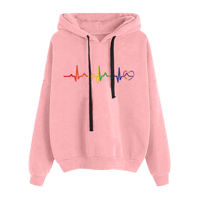 WEAIXIMIUNG Sweatshirts Graphiques pour Femmes Vintage Pull Décontracté Imprimé à Manches Longues avec Capuche
