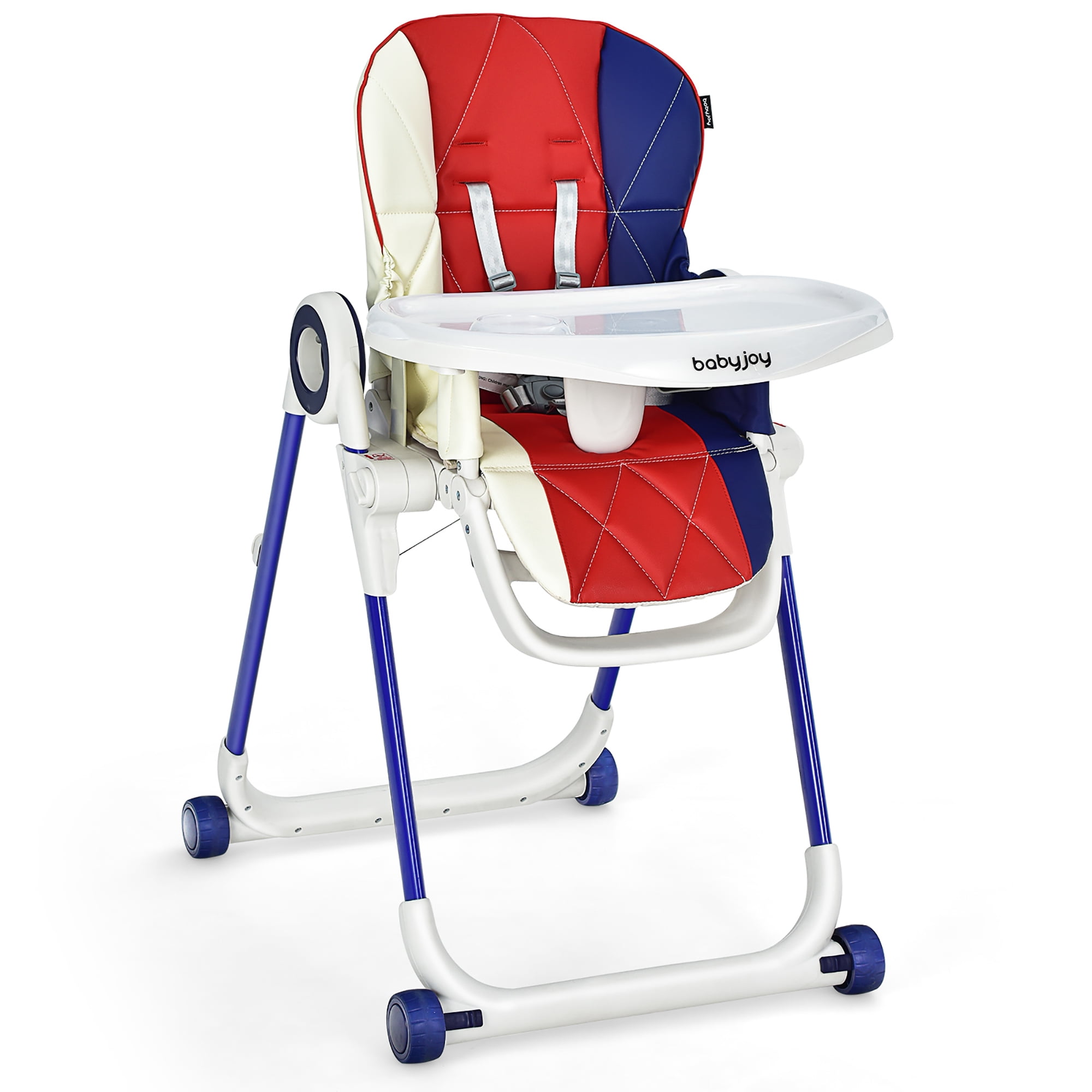 Babyjoy Chaise Haute pour Bébé Pliable Chaise d'Alimentation avec 4 Roues Verrouillables Colorée