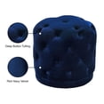 thumbnail image 3 of Meridian Furniture Harper Collection Modern | Contemporary Velvet Upholstered Ottoman / Stool with Deep Button Tufting, Solid Wood Frame, Navy, 18" W x 18" D x 17" H, 3 of 4