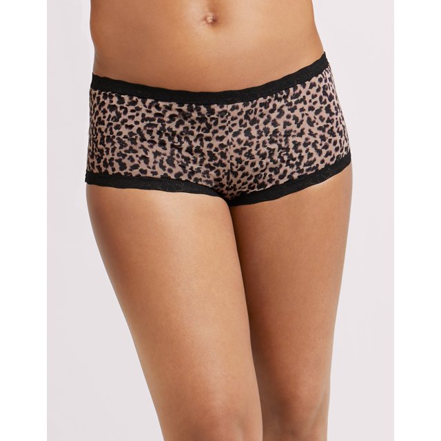 Maidenform Womens One Fab Fit Microfiber and Lace Boyshort, 8, Zippy Animal