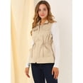 thumbnail image 3 of INSPIRE CHIC Women's Sleeveless Drawstring Waist Pocket Sleeveless Zipper Utility Vest, 3 of 6