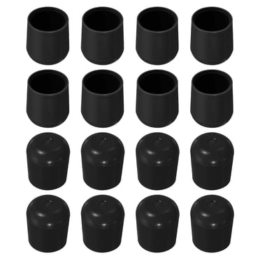 Unique Bargains Chair Leg Floor Protector, 16pcs 1' - Plastic Round Chair Leg Caps, Non-Slip Slip-On Furniture Feet Cover (Black)