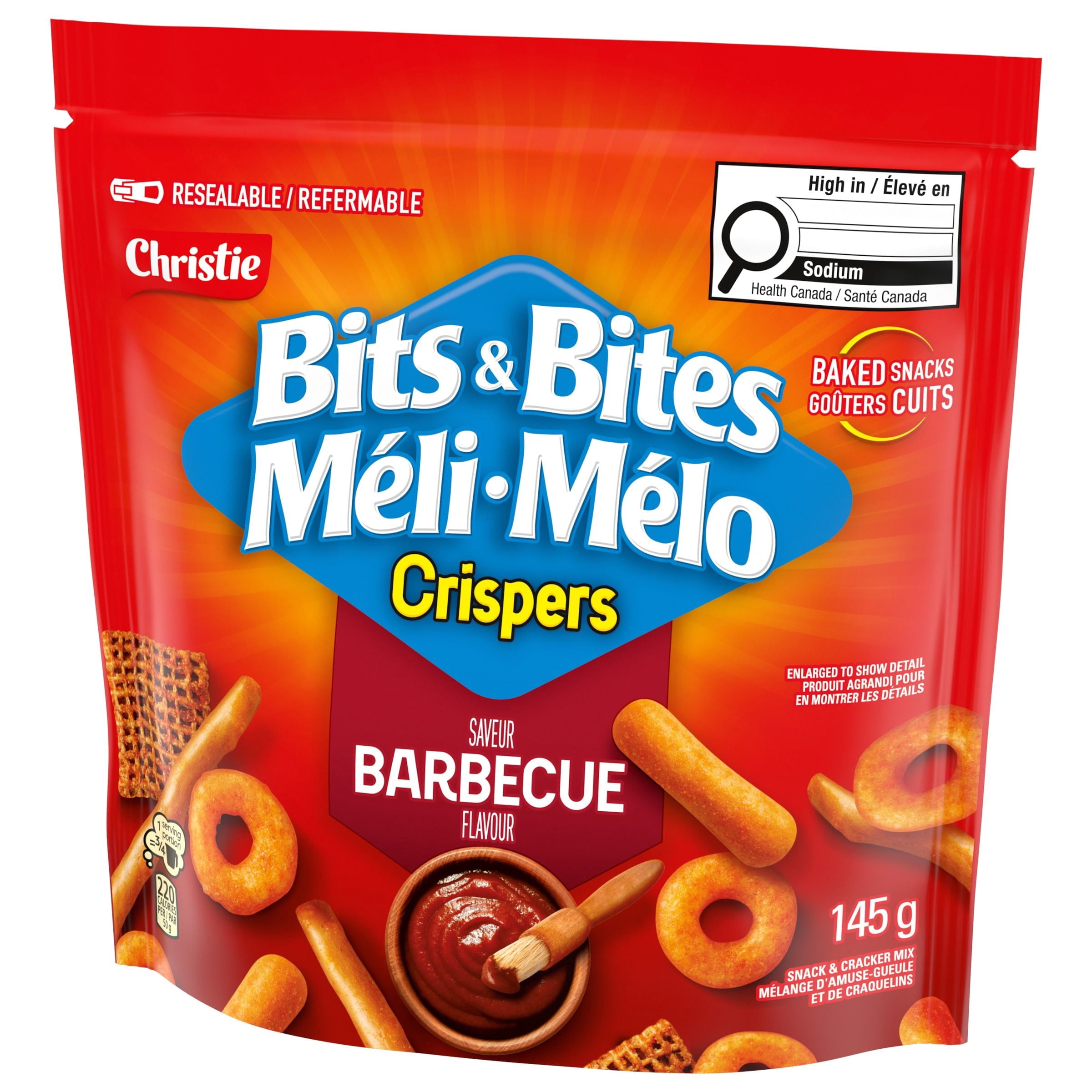 Mélange d'amuse-gueule et de craquelins MÉLI-MÉLO CRISPERS saveur Barbecue