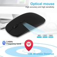 thumbnail image 2 of Rechargeable Bluetooth Mouse for Laptop Tablet Macbook/iPad/iPhone (iOS13.1.2 or Later) Slim Silent Mouse 3 DPI Adjustable 800/1200/1600 Portable for Windows/Linux/Android Black, 2 of 5