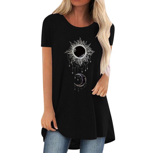 Pompotops Chemises Mode Décontractée pour Femmes Manches Courtes Tee-Shirt Ample Tunique Blouse