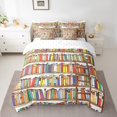 thumbnail image 2 of YST Library Bookshelf 7 Piece Comforter Set Full,Cartoon Bookcase Bed in a Bag with Flat Sheet and Fitted Sheet,Academic Collection Bookrack Ladder Decor Bedding Set with Pillowcase & Sham, 2 of 5