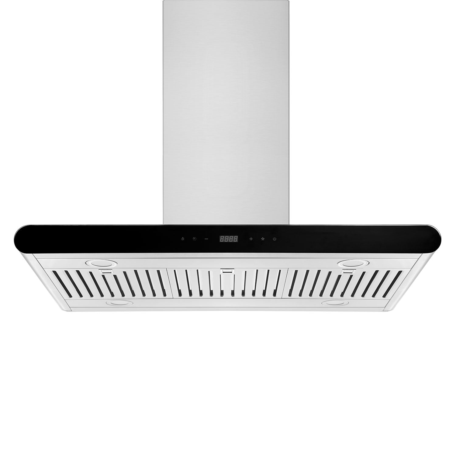 Empava 36 in. 400 CFM Island Range Hood - Ducted Exhaust Kitchen Vent - Tempered Glass - Soft Touch Controls - 3 Speed Fan