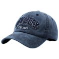 thumbnail image 1 of GDREDA Men Hat Vintage Washed Denim Baseball Cap With Embroidered Letters Unisex New York Style Dad Hat Navy,One Size, 1 of 2