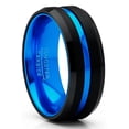 thumbnail image 1 of Men's Tungsten Carbide Ring Grooved Wedding Band Color Interior 8MM Blue Red Green Red, 1 of 3