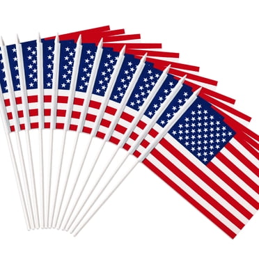 Anley USA United States Mini Flag 12 Pack - Mini Drapeaux Américains US Portatifs à la Main sur Bâton - 5.5x8 Inch avec Mât Solide et Toupie