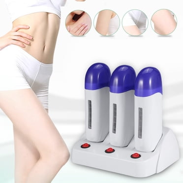 WALFRONT 110V 3 Types Depilatory Wax Heater Hot Body Hair Removal Roll On Depilation Waxing Machine Salon Beauty with Heater Base for Hand, Foot, Elbow, Arm, Leg, Armpit and Bikini Line Hair Removal