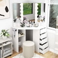thumbnail image 4 of Costway Coiffeuse d'Angle Station de Maquillage avec Miroir DEL et Prises de Courant Blanc, 4 of 9