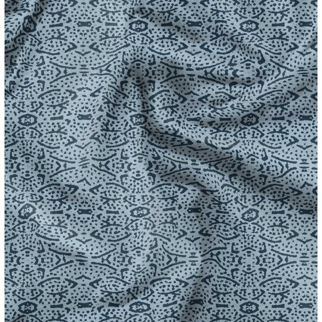 Soimoi Blue Velvet Fabric Blocks Block Print Sewing Fabric Yard 60 Inch Wide