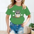 thumbnail image 2 of T-shirts Filles Imprimés Mignons Col Rond Manches Courtes Tee Été Mode Ample Vêtements Filles Tout-Petits Vert 8-10 Ans, 2 of 4