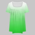 thumbnail image 3 of UPPADA Hauts Grande Taille pour Femmes Tunique Manches Courtes Col Rond Chemises Décontractées Blouse Douce Boutonnée Henley Chemises Plissées Tuniques Tendance Vert,TTG, 3 of 5