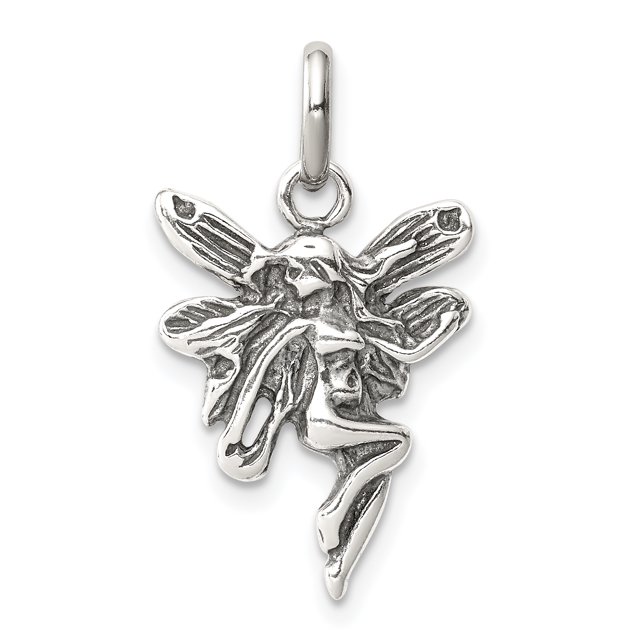 Pendentif en Forme de Fée Antique en Argent Sterling 925
