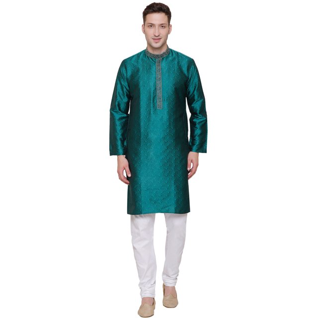 Kurta Pyjama pour Homme Vêtements Inde Mariage Fête (Vert, P)