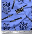 thumbnail image 1 of Soimoi Blue Rayon Crepe Fabric Text & Knife Kitchen Print Fabric by the Yard 46 Inch Wide, 1 of 3