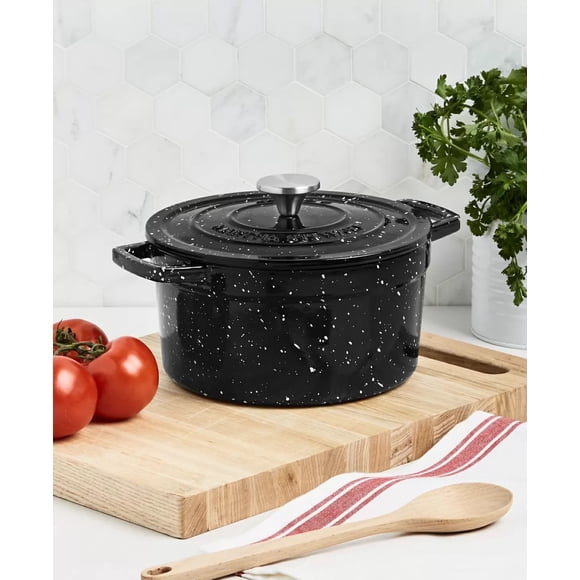 Martha Stewart Collection Fonte Émaillée Mouchetée 4 Pintes Fours Hollandais, Noir