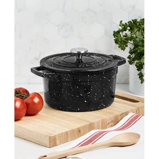 Martha Stewart Collection Fonte Émaillée Mouchetée 4 Pintes Fours Hollandais, Noir