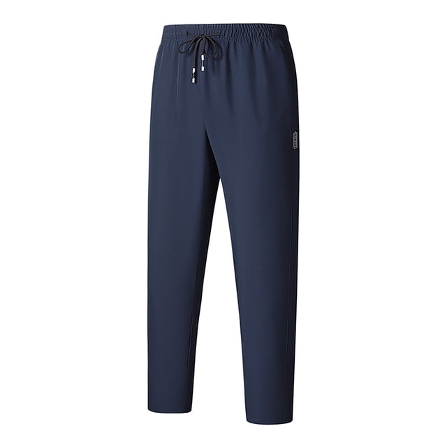 WRKEKC Casual Pants for Men Casual Pocket Quick Dry Solid Color Elastic Waist Drawstring Pants for Quick Dry Comfort