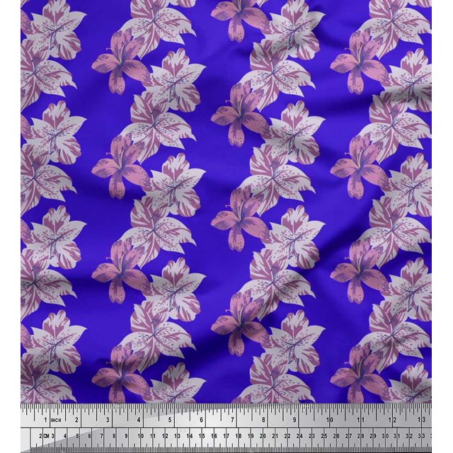 Soimoi Poly Georgette Fabric Flower Floral Print Fabric by The Yard 52 Inch Wide