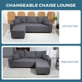 thumbnail image 4 of HOMCOM Chaise Sectional Sofa, Corduroy Fabric Corner Couch, Charcoal Grey, 4 of 10