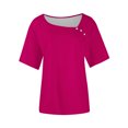 thumbnail image 3 of T-shirt à Boutons Col en V pour Femmes Manches Courtes Blouse Décontractée Ample Basique, 3 of 4