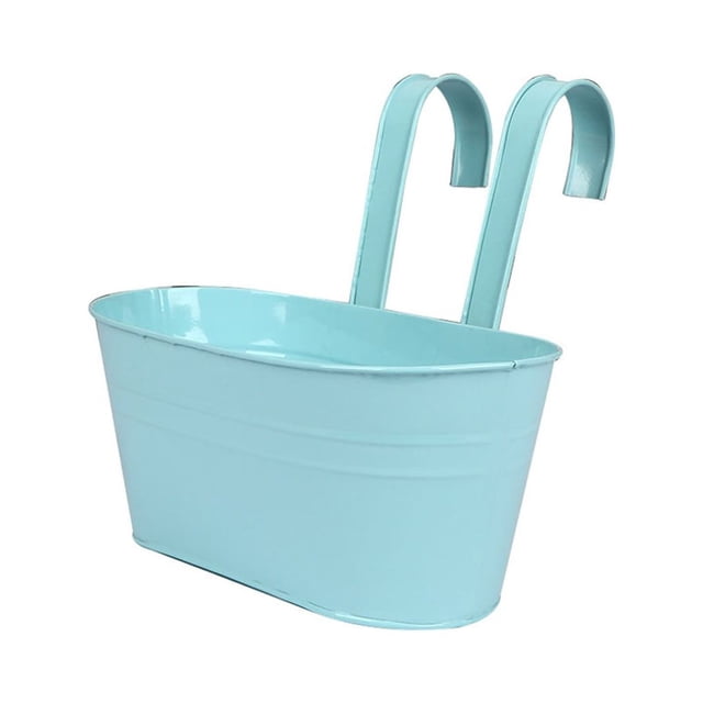 Transemion Iron Colorful And Practical Balcony Planters Railing Hanging For Stylish Garden Different Rainbow Light blue 1Set