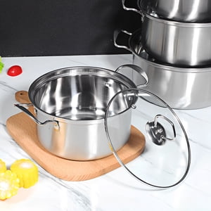HEATSHAKING 5 Ensembles Induction Cuisinière Pot en acier inoxydable Ustensiles de cuisine Set pour les cuisiniers à domicile